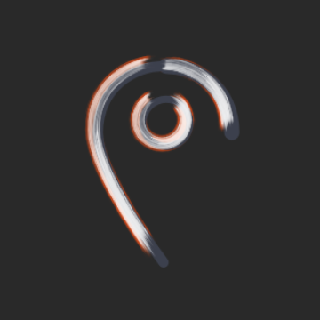 Un dessin abstrait en forme de spirale sur fond foncé.